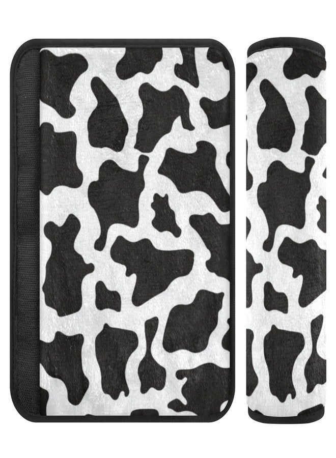 Vdsrup Seat Belt Covers 2 Pack Cow Print Car Seat Strap Covers Super Soft Black White Car Seat Neck Cover for Boys Girls Adults Babies M - Image 2